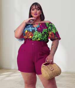 SHORT MALHA WAFER DE CS ELSTICO PLUS SIZE